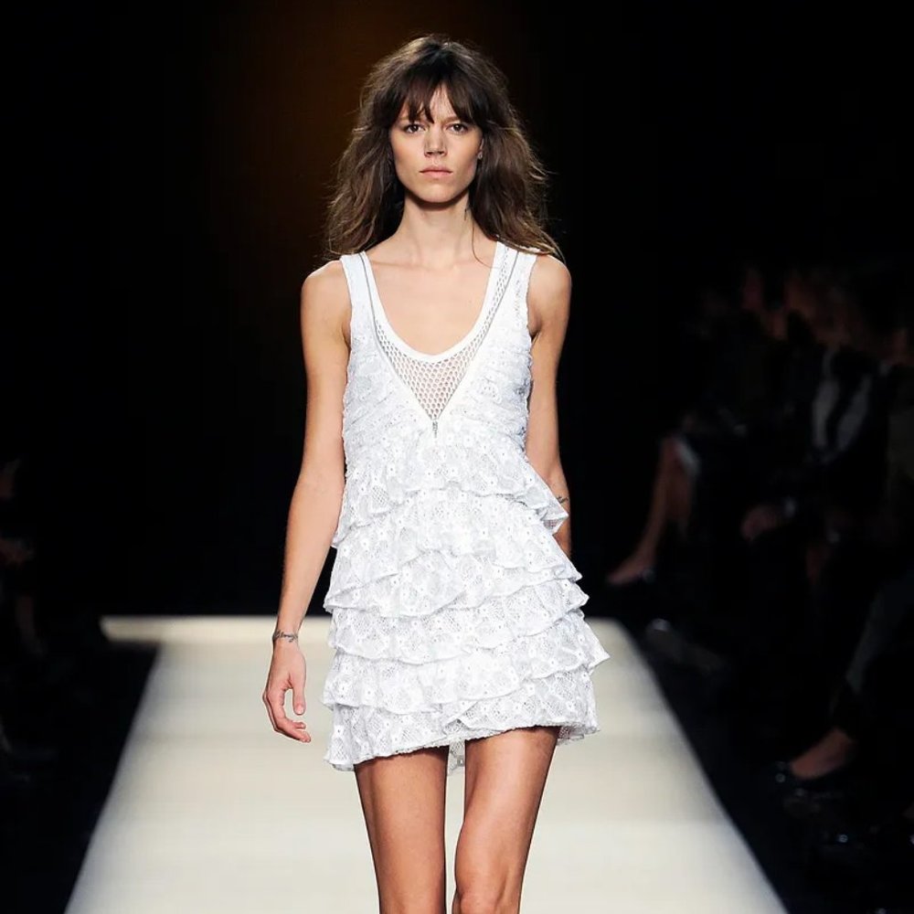 ISABEL MARANT “DANEL” ZIP-TRIMMED CROCHETED LACE MINI DRESS
